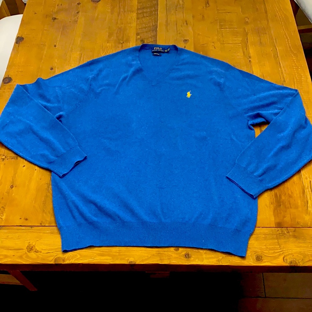 Men’s Vneck Polo sweater - XXL - Blue